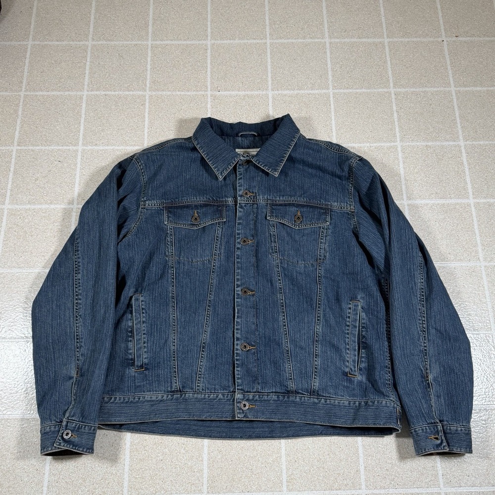 VTG 90s LL Bean Denim Jacket Jean Corduroy Trim Cuffs Collar Mens Size XL Reg